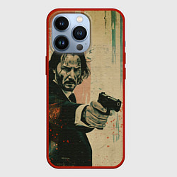 Чехол для iPhone 13 Pro Джон Уик с пистолетом, цвет: 3D-красный