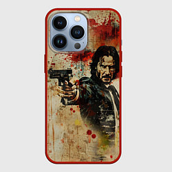 Чехол iPhone 13 Pro Джон Уик с пистолетом в стиле гранж