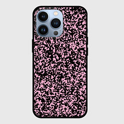 Чехол для iPhone 13 Pro Чёрно-розовый пятнистый, цвет: 3D-черный