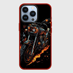 Чехол iPhone 13 Pro Темный мотоцикл на черном фоне