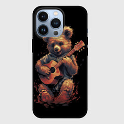 Чехол для iPhone 13 Pro Большой плюшевый медведь играет на гитаре, цвет: 3D-черный