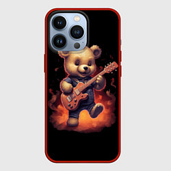 Чехол для iPhone 13 Pro Плюшевый медведь играет на гитаре, цвет: 3D-красный