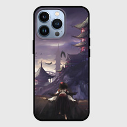 Чехол iPhone 13 Pro Touhou Project Aya Шамеймару город на фоне