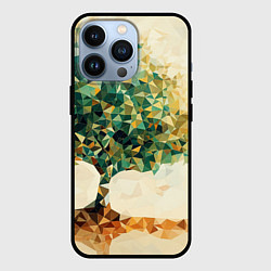 Чехол для iPhone 13 Pro Многоугольное дерево с листьями, цвет: 3D-черный