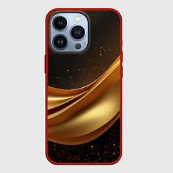 Чехол iPhone 13 Pro Золотая стильная абстракция на черном фоне