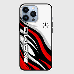 Чехол iPhone 13 Pro Mercedes benz AMG - белый с красным