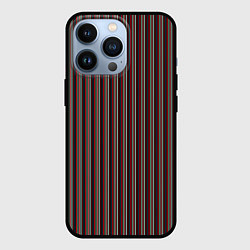 Чехол iPhone 13 Pro Чёрно-красный в тонкую полоску