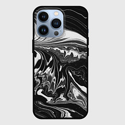 Чехол для iPhone 13 Pro Абстрактный мрамор монохром, цвет: 3D-черный