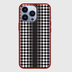 Чехол для iPhone 13 Pro Паттерн черных и белых квадратов, цвет: 3D-красный