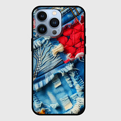 Чехол iPhone 13 Pro Авангардный джинсовый пэчворк - нейросеть