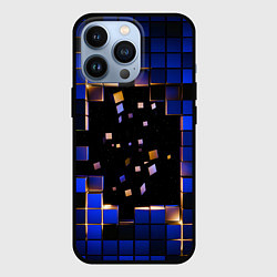 Чехол для iPhone 13 Pro Окно в пространство - синие кубы, цвет: 3D-черный