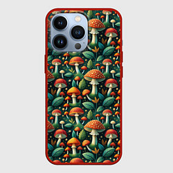 Чехол для iPhone 13 Pro Дикие грибы лесные мухоморы, цвет: 3D-красный