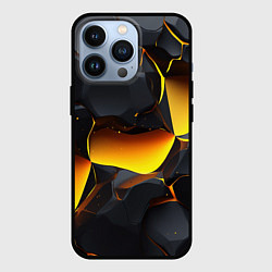 Чехол iPhone 13 Pro Разлом черных плит и оранжевая лава