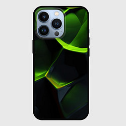 Чехол iPhone 13 Pro Green neon abstract geometry