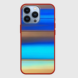 Чехол для iPhone 13 Pro Голубые и коричневые полосы, цвет: 3D-красный