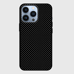 Чехол iPhone 13 Pro Чёрный в белый маленький горошек