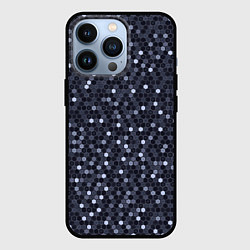 Чехол для iPhone 13 Pro Соты металлический синий, цвет: 3D-черный