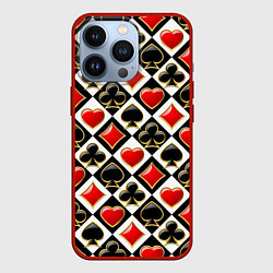 Чехол для iPhone 13 Pro Масти игральных карт, цвет: 3D-красный