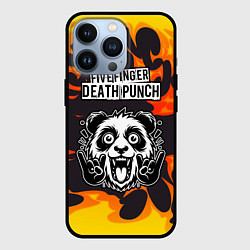 Чехол для iPhone 13 Pro Five Finger Death Punch рок панда и огонь, цвет: 3D-черный