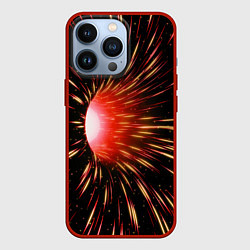 Чехол для iPhone 13 Pro Червоточина - огненные лучи, цвет: 3D-красный