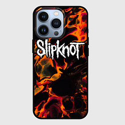 Чехол для iPhone 13 Pro Slipknot red lava, цвет: 3D-черный