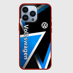 Чехол для iPhone 13 Pro Volkswagen - бело-синий треугольник, цвет: 3D-красный