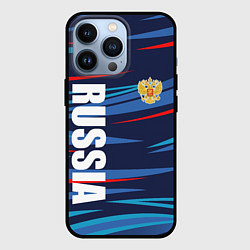 Чехол для iPhone 13 Pro Россия - blue stripes, цвет: 3D-черный