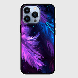 Чехол iPhone 13 Pro Искрящиеся перья в розовых и голубых оттенках