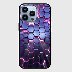 Чехол iPhone 13 Pro Плиты с сиреневым неоновым свечением
