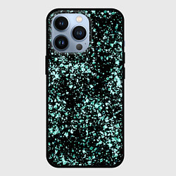 Чехол iPhone 13 Pro Чёрный с напылением голубого цвета абстракция