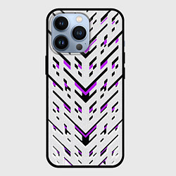 Чехол для iPhone 13 Pro Black and purple stripes on a white background, цвет: 3D-черный