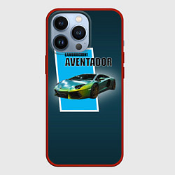 Чехол для iPhone 13 Pro Спортивная машина Lamborghini Aventador, цвет: 3D-красный
