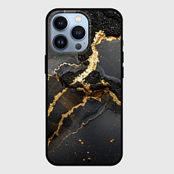 Чехол для iPhone 13 Pro Золото и черный агат, цвет: 3D-черный