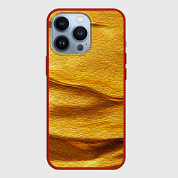 Чехол для iPhone 13 Pro Золотая поверхность с волнами и рябью, цвет: 3D-красный