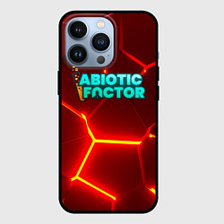 Чехол iPhone 13 Pro Abiotic Factor логотип на красном неоновом фоне