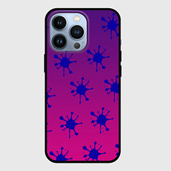 Чехол iPhone 13 Pro Синие кляксы на градиенте