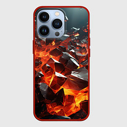 Чехол iPhone 13 Pro Взрыв камней в красном неоне