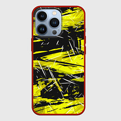 Чехол для iPhone 13 Pro Yellow geometry - спортивный узор, цвет: 3D-красный
