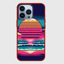 Чехол iPhone 13 Pro Закат на пляже vaporwave