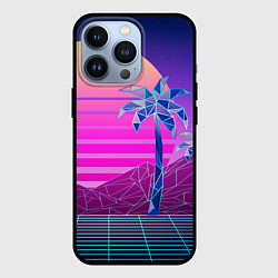 Чехол iPhone 13 Pro Vaporwave неоновые горы и пальмы