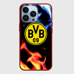 Чехол для iPhone 13 Pro Borussia fire storm steel, цвет: 3D-красный