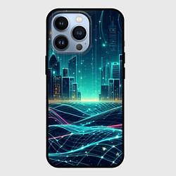 Чехол для iPhone 13 Pro Metropolis - vaporwave neon glow, цвет: 3D-черный