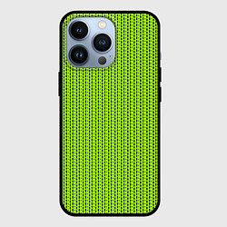 Чехол iPhone 13 Pro Ярко-зелёный в маленькие чёрные полоски