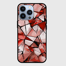 Чехол iPhone 13 Pro Чёрно-красная абстракция и чёрные полосы