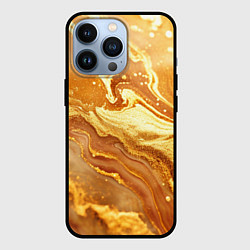 Чехол для iPhone 13 Pro Жидкое золото текстура, цвет: 3D-черный