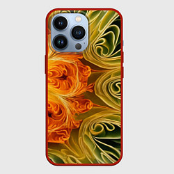 Чехол iPhone 13 Pro Зелено-оранжевый фрактал