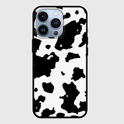 Чехол для iPhone 13 Pro Черно белый коровий узор, цвет: 3D-черный