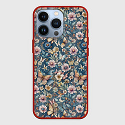 Чехол iPhone 13 Pro Летний узор с цветами и бабочками