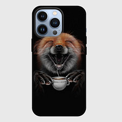 Чехол iPhone 13 Pro Лис с чашечкой кофе
