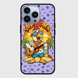 Чехол iPhone 13 Pro Жаркое лето петух играет на гитаре